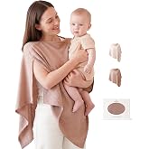 Konssy Nursing Cover for Breastfeeding, Soft Breathable Privacy Poncho | Soft &amp; Breathable, Multi-Use Feeding Shawl, Comfortable Breastfeeding Cover, Multi-Use Car Seat Canopy (Camel)