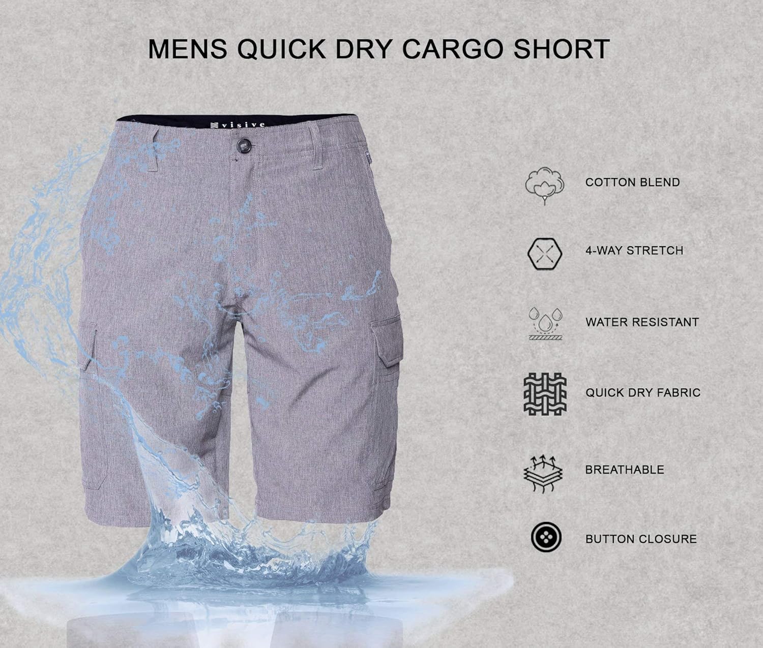 Mens Cargo Shorts Hybrid Quick Dry Stretch Tactical Casual Short: Clothing