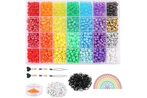 Miss Rabbit 1660+ Pcs Kandi Beads Kit for Bracelet Making, Rainbow Hair Beads for Braids for Girls Women, Pony Beads for Jewelry Making with Colorful Letter Beads Hair Beaders and Hair Rubber