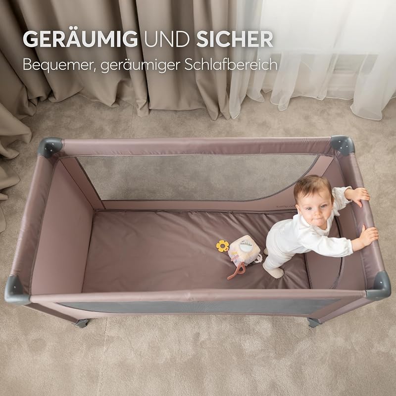 KikkaBoo Reisebett Baby SO Gifted 2026, Kinderreisebett 120x60 cm, bis 15 kg, Faltbar & Kompakt, Tragbar mit Transporttasche, Zusammenklappbar für Reise & Urlaub, Grau, Cot