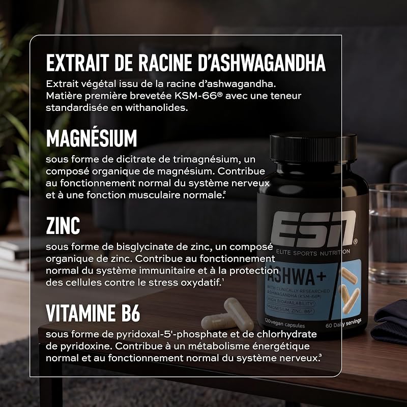 Ashwa +, ashwagandha hautement dosé, KSM 66® breveté, 120 gélules