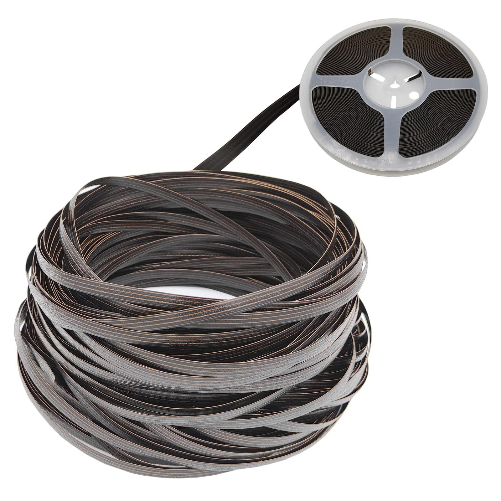 RNY Polyethylene Plastic Rattan Synthetic Wicker Repair Material for Knit and Repair Rattan Chair Table Basket (Dark Coffee with Brown Stripes, 50 feet)