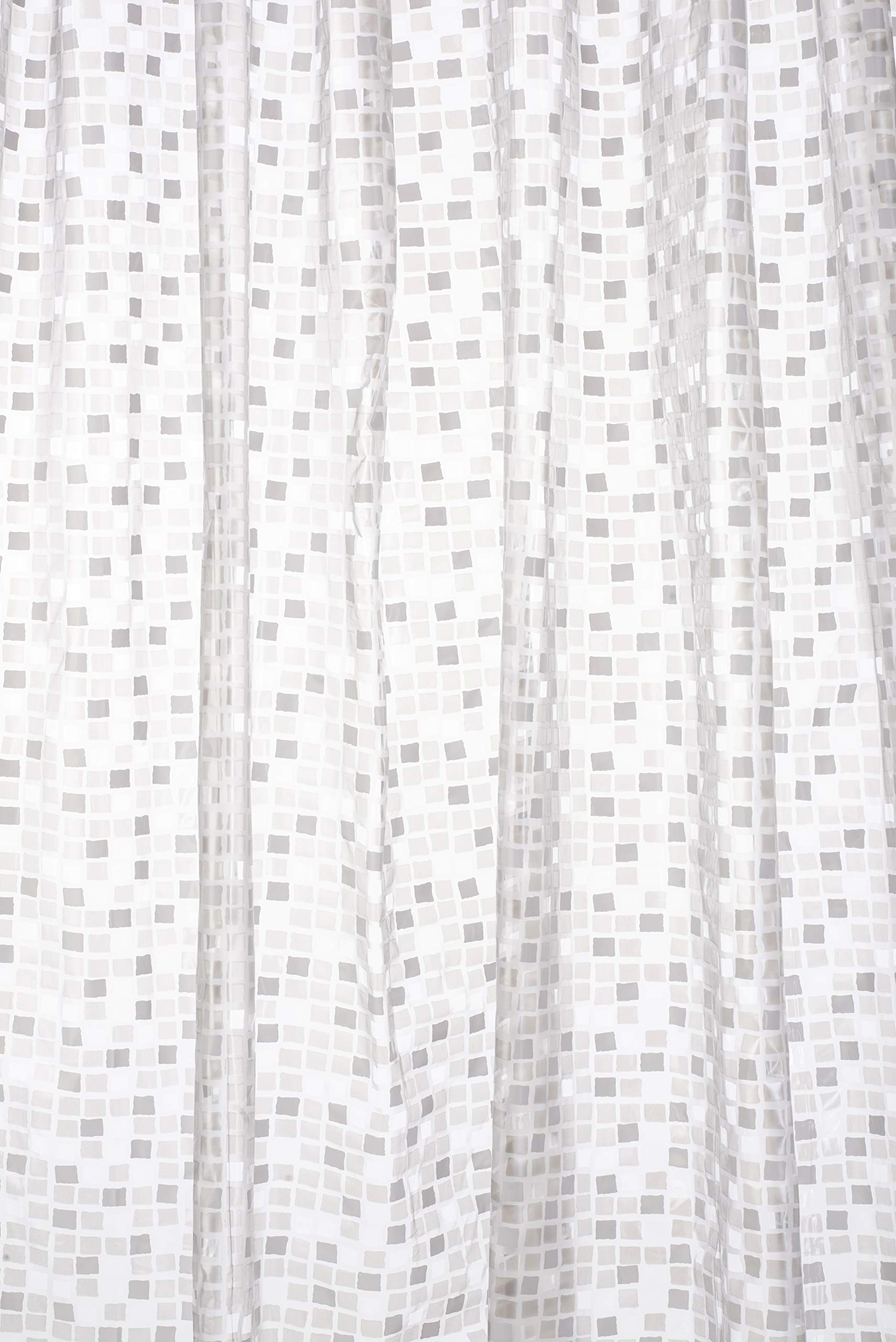 Croydex AE543440 Silver Mosaic Fully Waterproof PVC Shower Curtain, 1800 x 1800mm