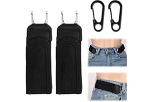 Fukaisu 2pcs Elastic Metal Hook Belt, Adjustable Invisible Buckle-Less Belt Hooks for Men & Women Outdoor Work EDC Jeans & Ca