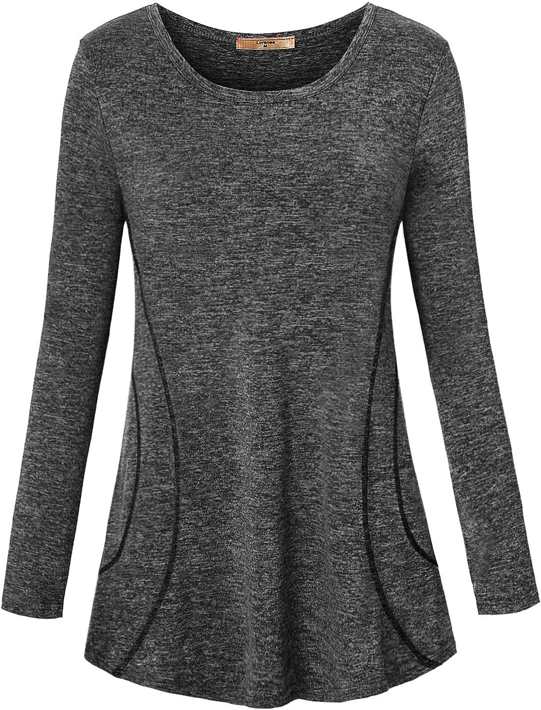Womens Yoga Running Tops Long Sleeve Crew Neck Casual Loose Gym Shirts