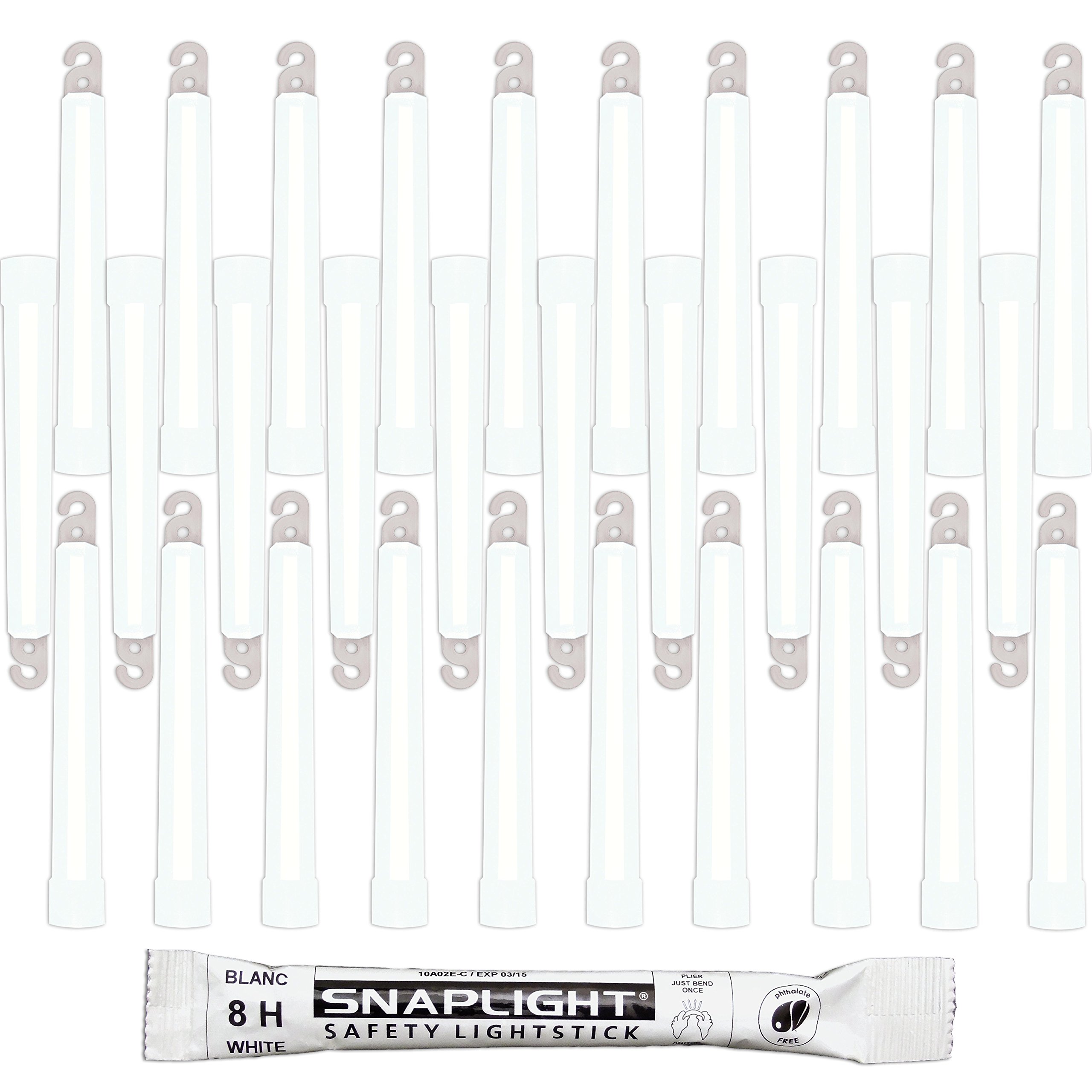 Cyalume SnapLight White Light Sticks – 6 Inch Industrial Grade, High Intensity Glow Sticks with 8 Hour Duration (Pack of 30)