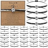 Ecation 30 Sets Sports Charm Bracelets Bulk with Inspirational Card for Sports Party Favor Team Group Player Gifts