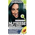 Garnier Nutrisse Ultra Nourishing Hair Color Creme with Triple Oils, Permanent Dye for 100 Percent Gray Coverage, Teal Forest TL1