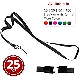Durably Woven Lanyards with Safety Breakaway ~Premium Quality, Smoothly Finished for Skin-Friendly Comfort~ for Moms, Teachers, Tours, Events, Cruises & More (25 Pack, Black) by Stationery King