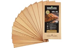 CEDAR ALPHA Bigger 12 Pack Premium Cedar Planks for Grilling Salmon, Meat Fish and Veggies. Adding Extra Smoke and Flavor, Soaking Fast, Top Grade Cedar Grilling Planks (11"x 5.75")