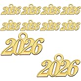 Thinp 10 Pcs 2026 Graduation Tassel Date Charm, 33x19mm 2026 Charms for Graduation Cap 2026DIY Pendant Charms for Tassel Keychains Bracelets Necklaces Earring Jewelry Making Accessory (Gold)