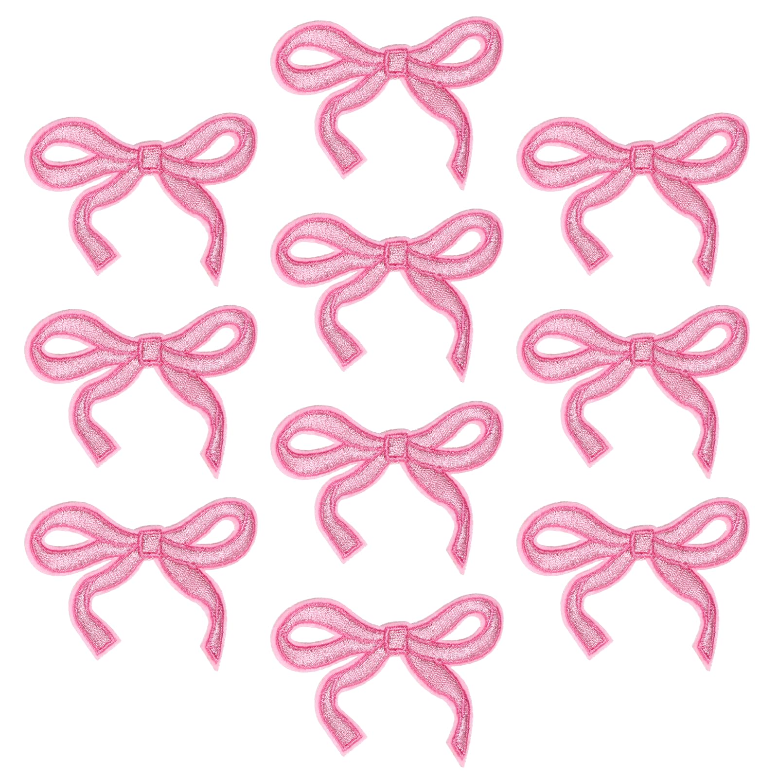 Photo 1 of 10Pcs Pink Bow Patches, Cute Coquette Bow Embroidery Sticker Iron-on and Sew-on Aesthetic Applique for Clothes Hats Backpacks Jackets DIY Projects Accessories