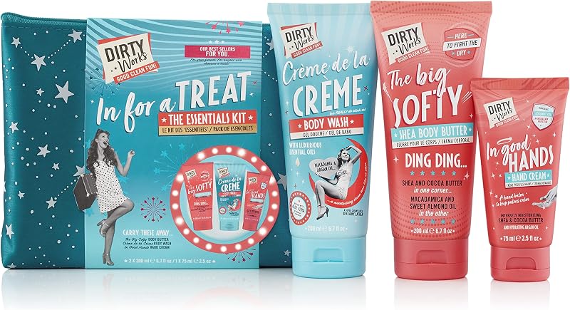 Dirty Works In For A Treat Beauty Kit Body Wash Butter Hand Cream Gift Set Bag