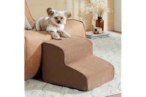 LEXTRO Dog Stairs for Small Dogs, 2-Steps Dog Ramp for Couch, Pet Stairs with Highly Supportive Foam and Non-Slip Bottom, Pet Steps for Cat & Doggie (High 11.8 Inch)