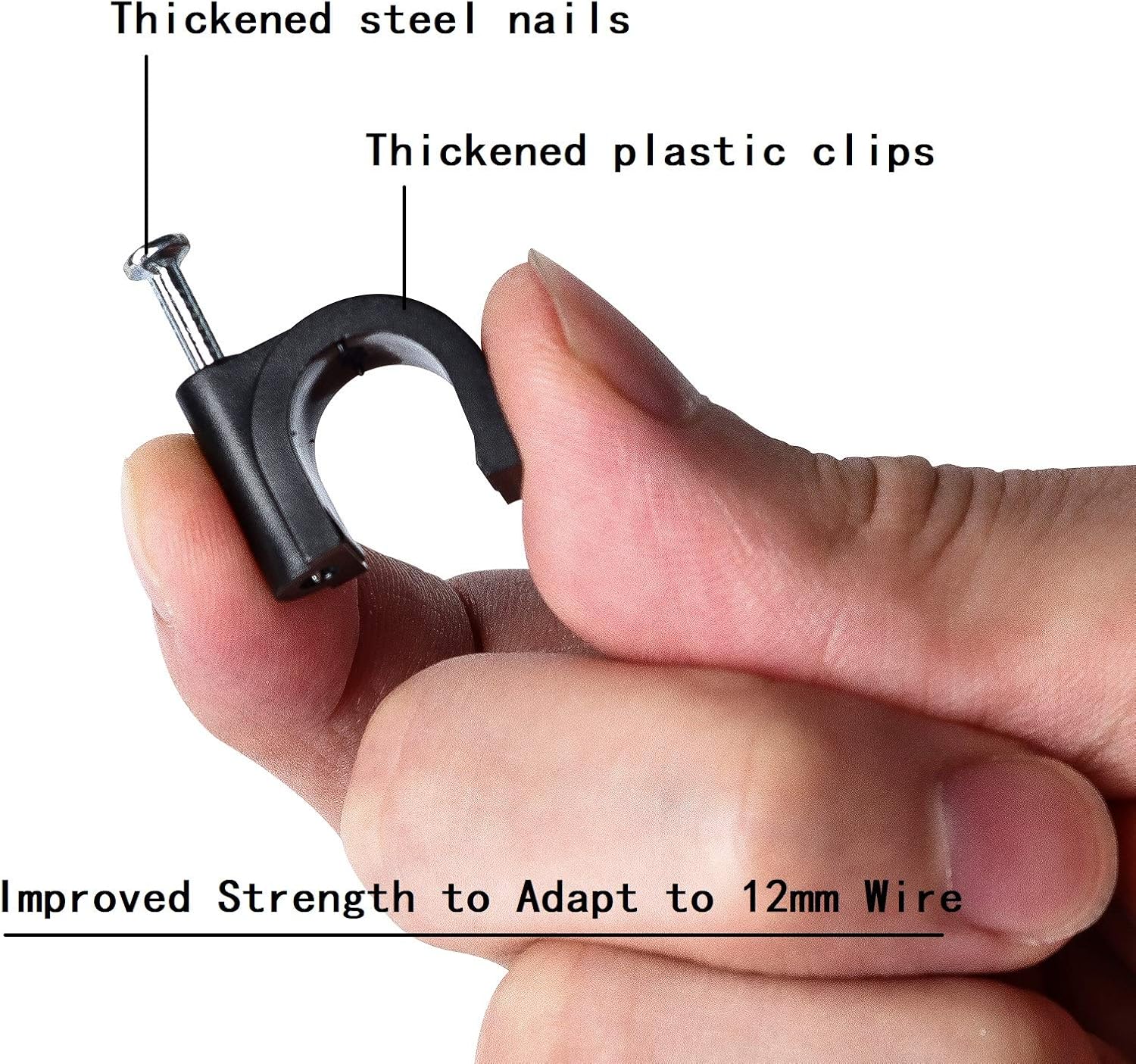 Round Cable Clips 12mm - Pack of 100 (Black) - Image 4