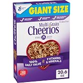 Multi Grain Cheerios, Heart Healthy Breakfast Cereal, Giant Size, 20.6 oz | Gluten Free, 28g Whole Grain per Serving, 100% DV of 9 Vitamins &amp; Minerals, Low Fat, No Artificial Flavors