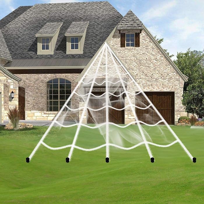 EFGTEK Giant Spider Web for Halloween Decorations, Super Stretch Spider Webbing for Halloween Decorations,Outdoor Yard Decor, White(16.4 Ft Length,15.7 Width)