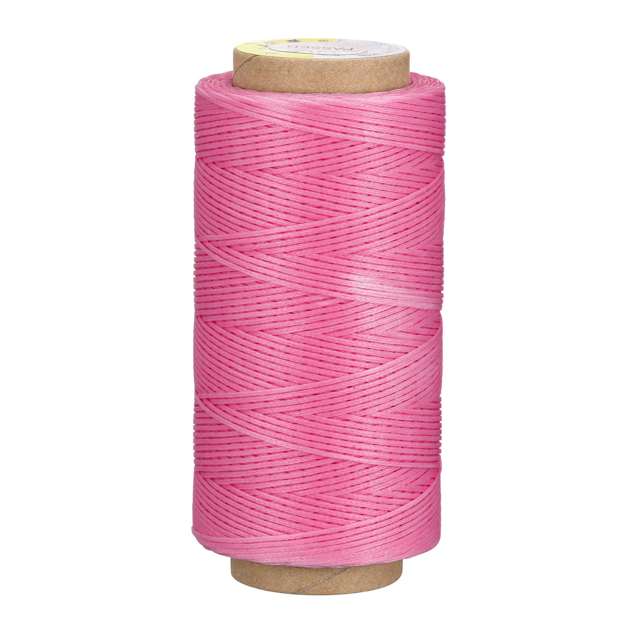 sourcing map Leather Sewing Thread 186 Yards 210D/1mm Polyester Waxed Cord for Manual Sewing, Hot Pink