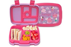 Bentgo Kids Prints Leak-Proof, 5-Compartment Bento-Style Kids Lunch Box - Ideal Portion Sizes for Ages 3 to 7 - BPA-Free, Dis