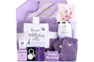 BAICAI Birthday Gifts for Women, Happy Birthday Gifts for Mom, Her, Sister, Best Friend, Girlfriend, Coworker, Wife Bday Gift Ideas, Unique Relaxing Spa Birthday Gift Basket for Women Care Package w/ Blanket