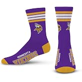 For Bare Feet NFL 4 Stripe Deuce Crew Sock, Minnesota Vikings, Medium