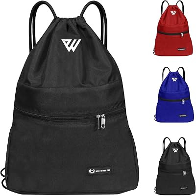 WESTWOOD FOX Drawstring Bag Waterproof Sport Gym Sack Backpack Black