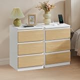 VASAGLE KAILYN Bedside Tables with Power Strip Set of 2 Cloud White Almond