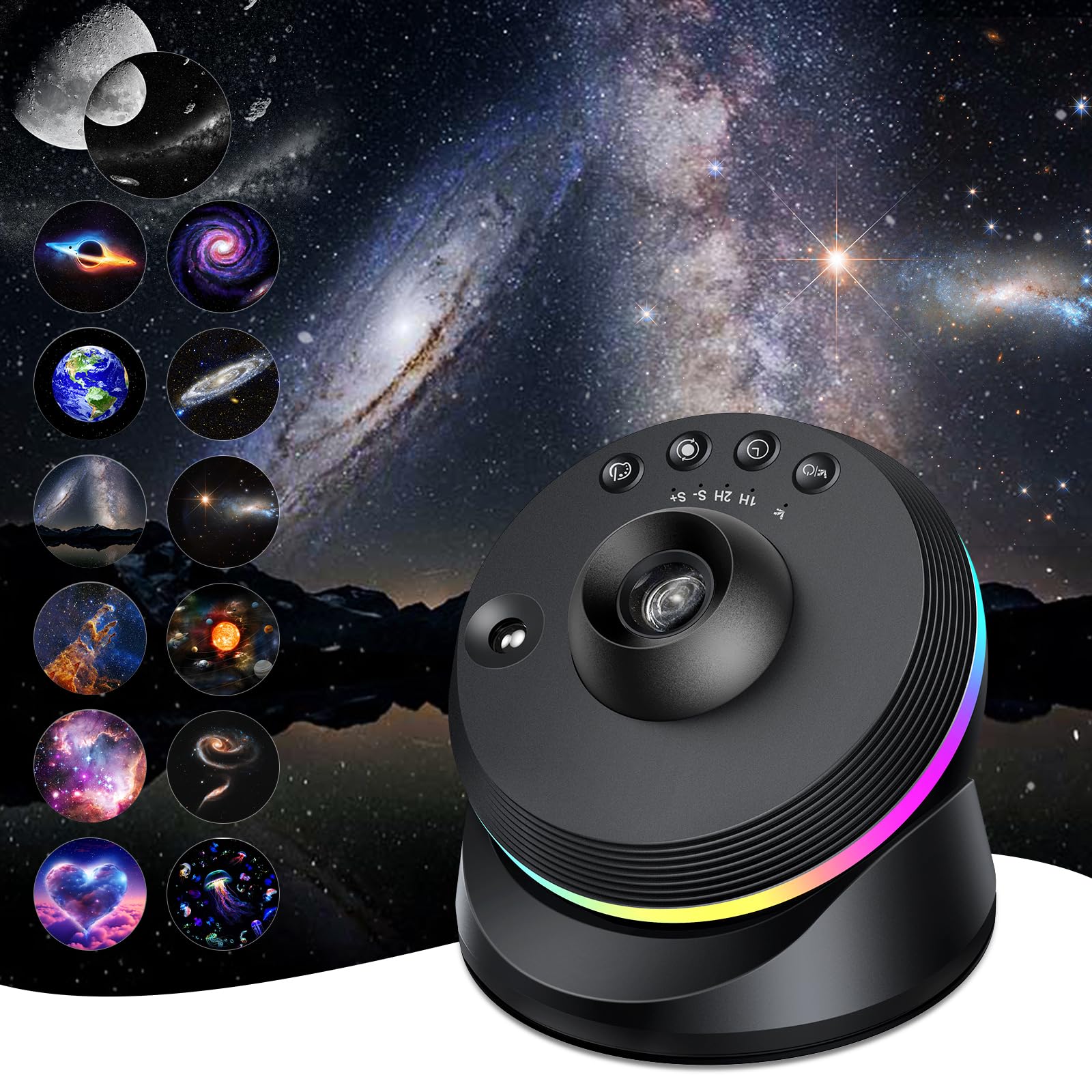 Galaxy Projector, 4K HD Planetarium Star Projector with 13 Film Discs, 360° Rotatable Realistic Nebula Night Light with Timer & Dynamic Meteor for Bedroom Decoration