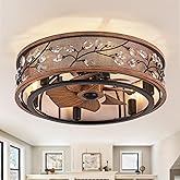 WWM 20" Low Profile Flush Mount Fandelier Ceiling Fan with Lights – Farmhouse Style, DC Motor Fixes Flickering, Reversible Mo