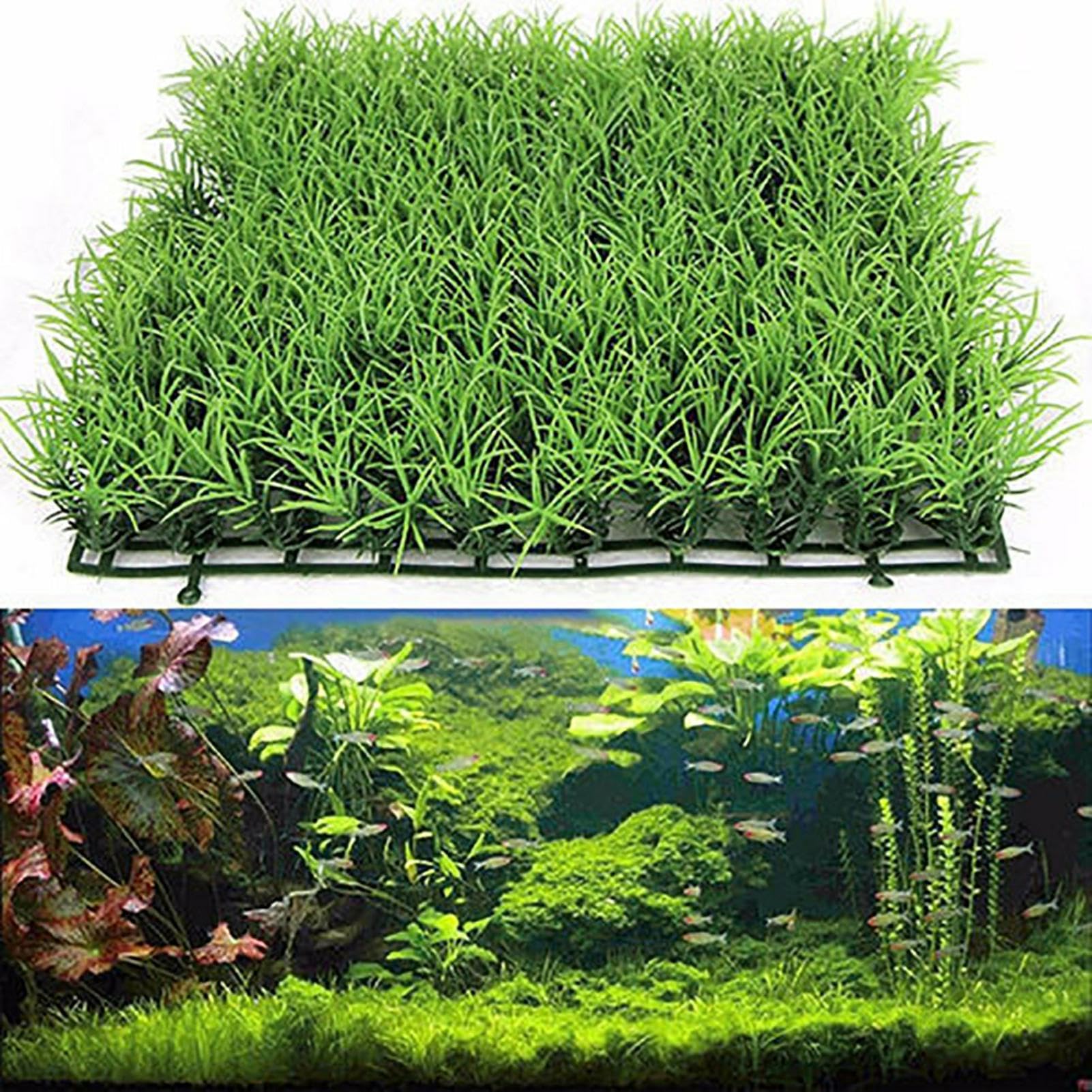 Jiakalamo Aquarium Grass Mat,Plastic Square Artificial Lawn Turf Grass Mat,Aquarium Fake Decorations Grasses Fish Tank Landscape Ornament for Saltwater Freshwater Tropical Fish Tank,25x25cm