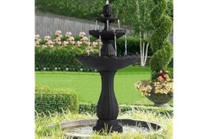 Dephet Italian Outdoor Water Fountains - 47.4'H Garden Fountains and Waterfalls Outside, Large Cascading Indoor Floor-Standing Resin Bubbler Fountain Features W/Pump for Patio and Yard Decor (Black)