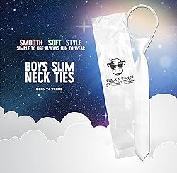 Black n Bianco Boys' Satin Slim Zipper Neck Tie