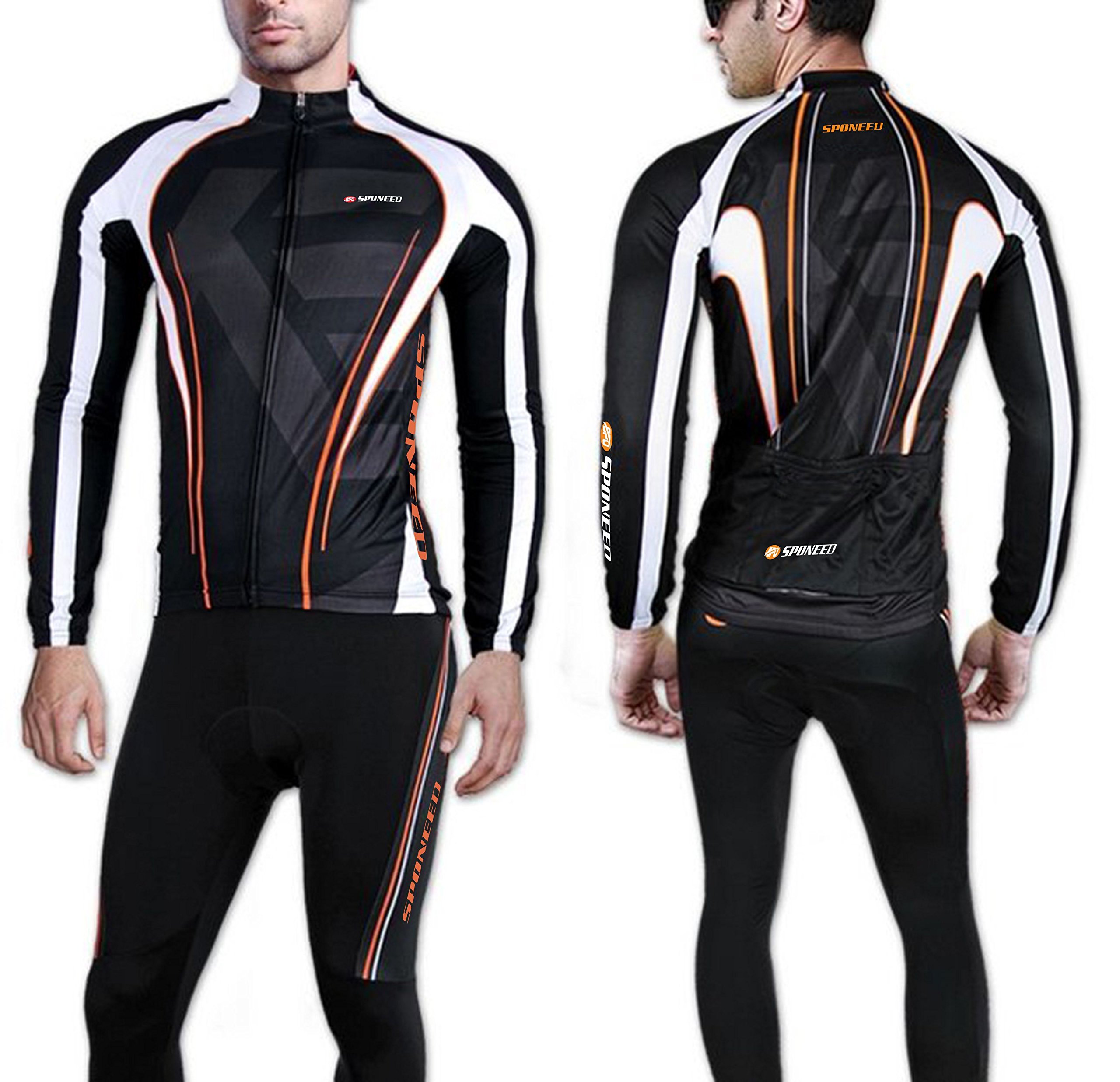 sponeed Men’s Bicycle Jersey Full Sleeve Padded Bike Pants Compression