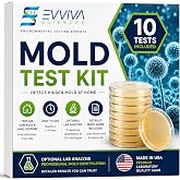 Mold Test Kit for Home by Evviva Sciences - Black Mold Test Kit w/Optional Lab Analysis (Extra Fee) - Mold Air Test Kit - 10 Easy Detection Tests for Indoor Air, HVAC &amp; Surfaces - DIY Mold Detector