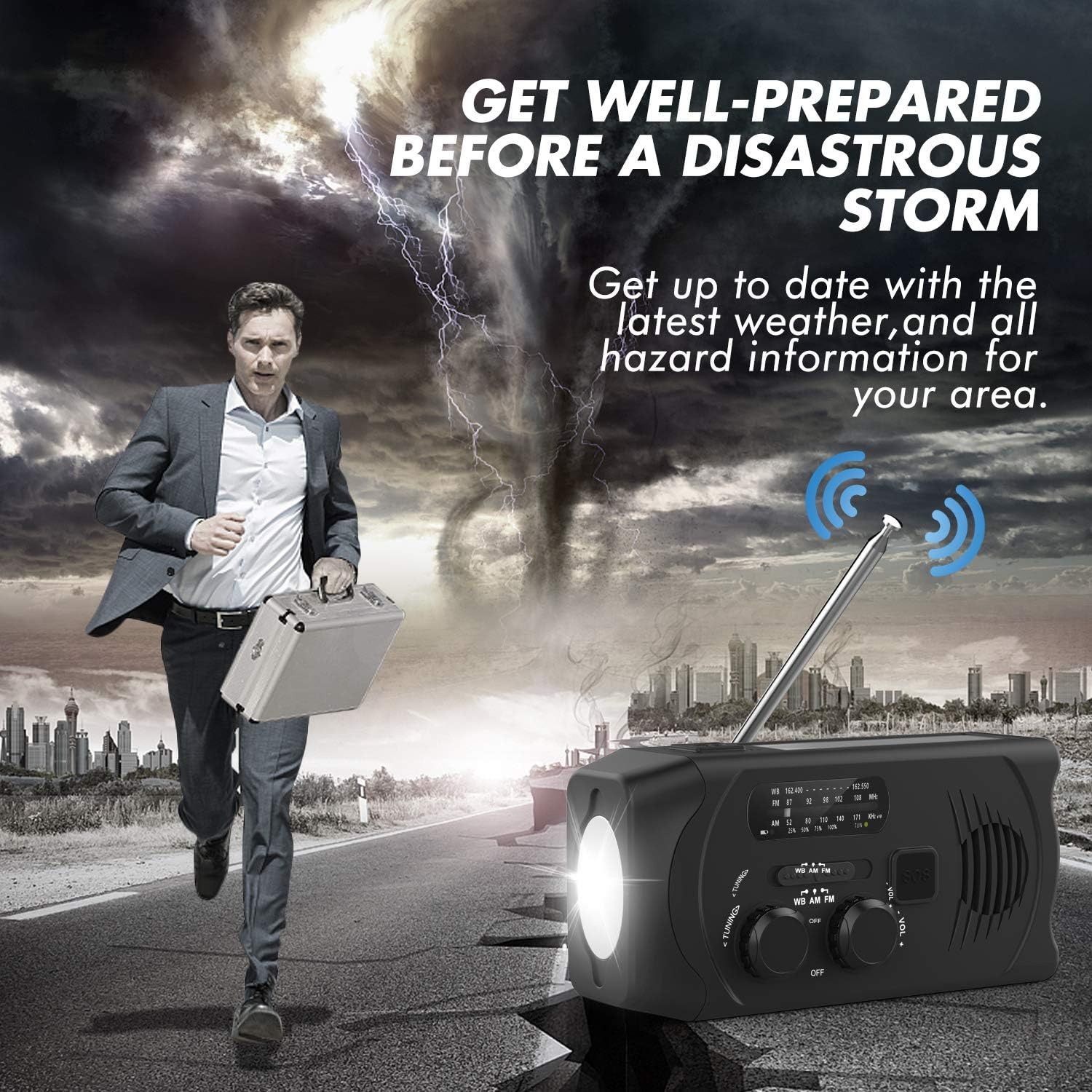 Emergency Hand Crank Radio 2020 Updated Portable Solar Powerd AM/FM/SW/NOAA Weather Radio with Flashlight,Cell Phone Charger,Reading Lamp: Home Audio & Theater