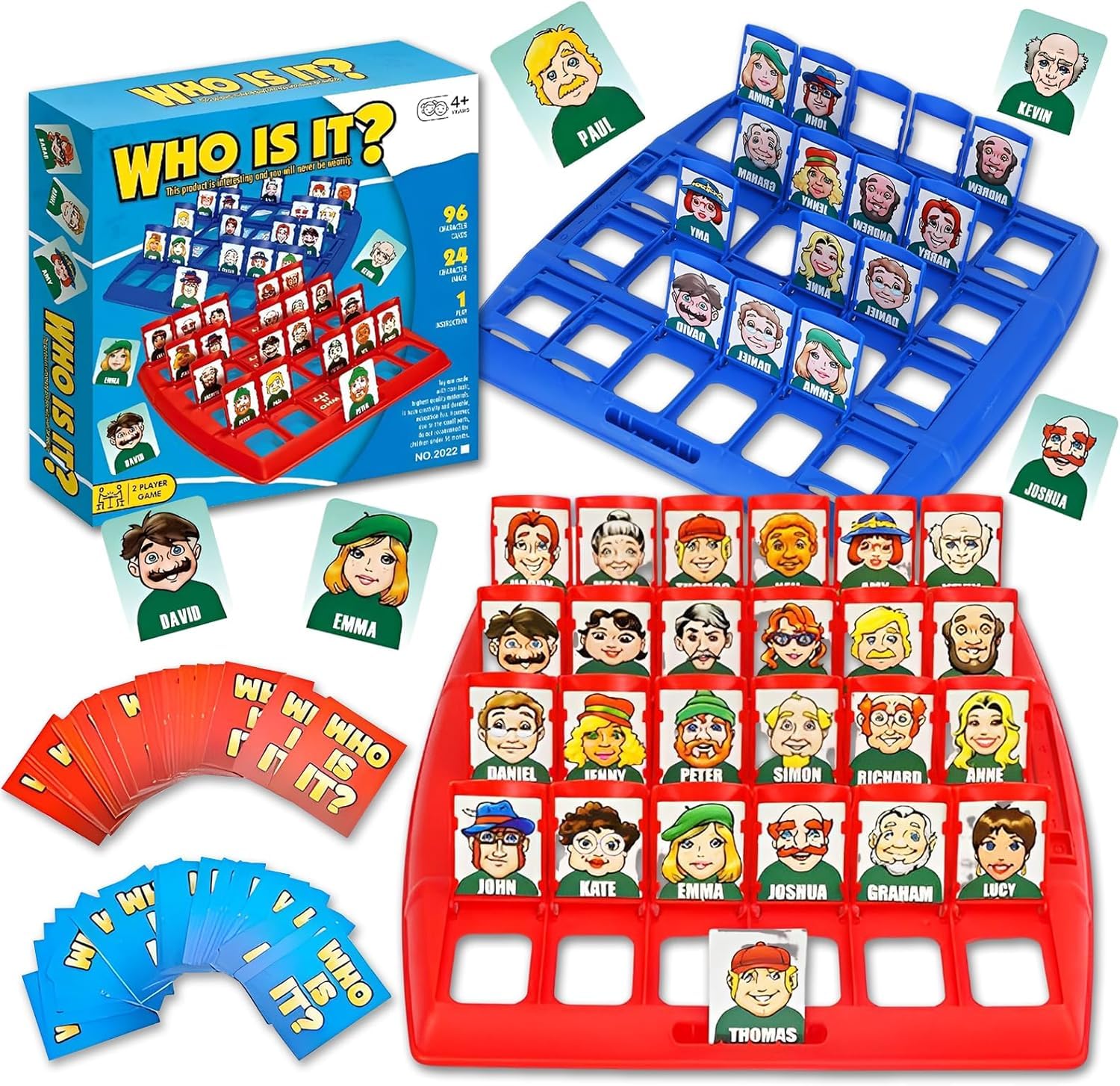 Amasawa Who Is It Funny Guessing Board Game,Suitable For Classic Board Game Funny Family Guessing Games Kids Children Toy Gift (Red and Blue) English Version