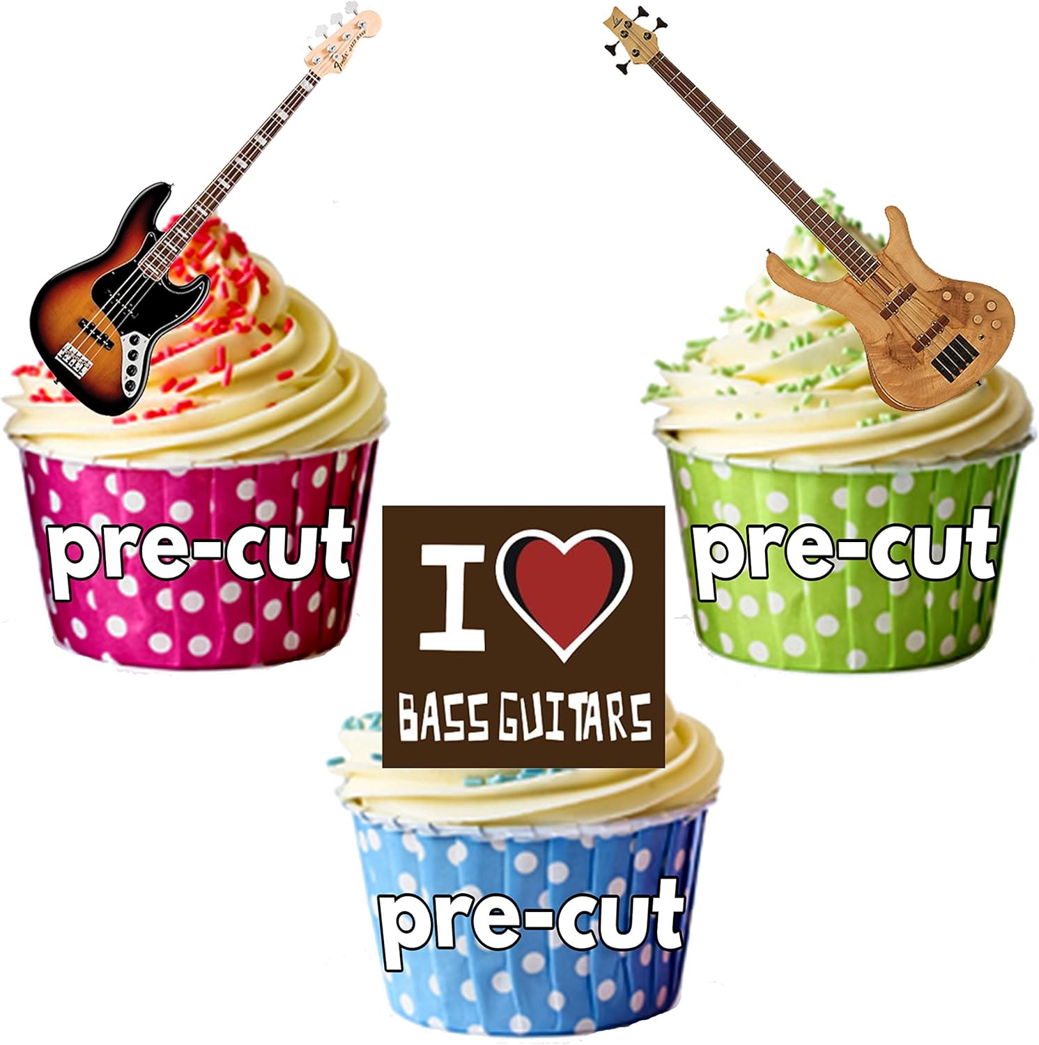 Patisserie Figurines Pour Gateaux Napravi Rs Guitare Basse Comestibles Pour Cupcakes Col Montant Lot De 12