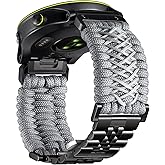 BINLUN Compatible with Garmin Watch Band 22mm 26mm Braided 550 Paracord Stainless Steel Sport Strap Fit for Quickfit Fit for Fenix Fit for Forerunner Fit for Approach Fit for MARQ Fit for Quatix