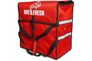 Brooklyntrend Pizza Bags for Delivery – Extra Large (20" X 20") Insulated Pizza Delivery Bag | Waterproof Pizza Warmer Carrier for Doordash, Uber Eats | Front Load, Heavy Duty (Red, 20"X20"X12")