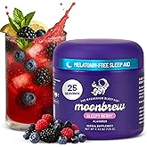 MoonBrew Nighttime Magnesium Sleepy Berry Smoothie, Natural Sleep Aid Drink Mix for Adults - Calming Melatonin-Free Sleep Support with L-Theanine, Chamomile & Zinc Glycinate - 25 Servings