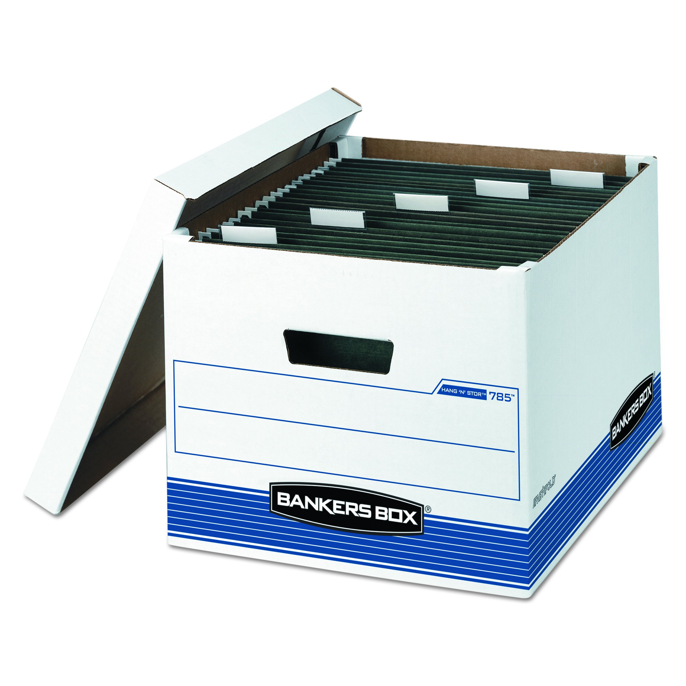 Bankers Box HANG'N'STOR Medium-Duty Storage Boxes, FastFold, Lift-Off Lid, Letter/Legal, 4 Pack (00785)