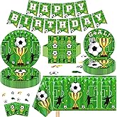 123 Pack Soccer Party Decorations Football Birthday Supplies Set Soccer Theme Supplies Sport Themed Birthday Supply Include Plates Napkins Banner Party Tablecloth Serves 40