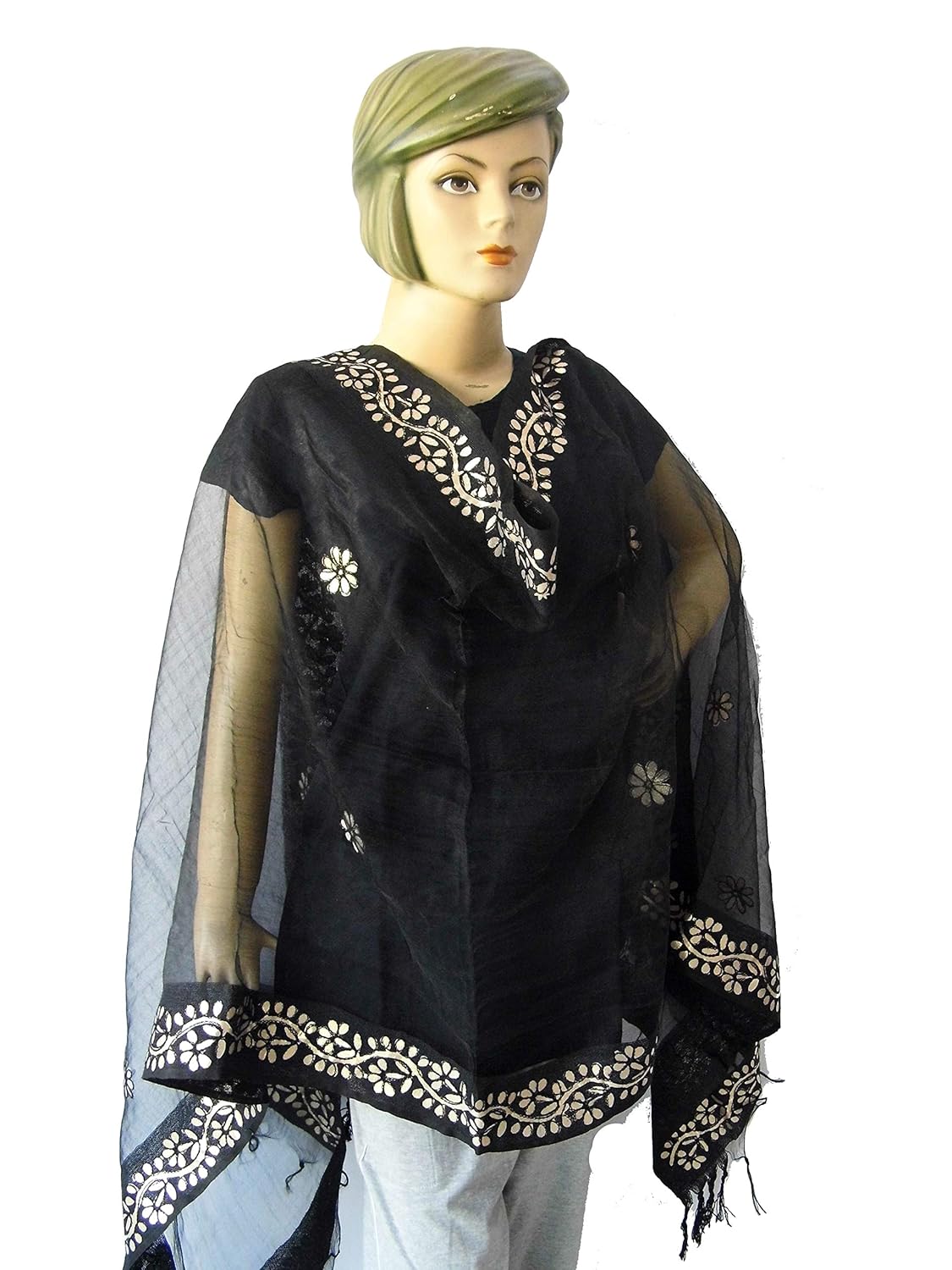 zgx beautiful women's cotton chanderi dupatta with gota patti work