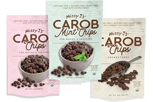 Missy J's Organic Carob Chips Sampler Pack-3 flavors, Vegan, Gluten and Caffeine Free Healthy Substitute for Chocolate, Perfect for Snacks and Treats, Gift for All