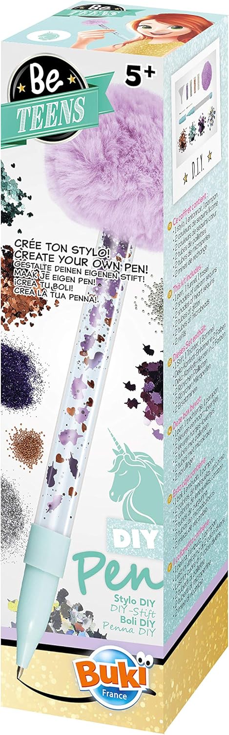 Penna DIY Fenicottero Be Teens Buki - Kit Con Paillettes, Perline E Pompom, Stylo Flamant - Foto 9