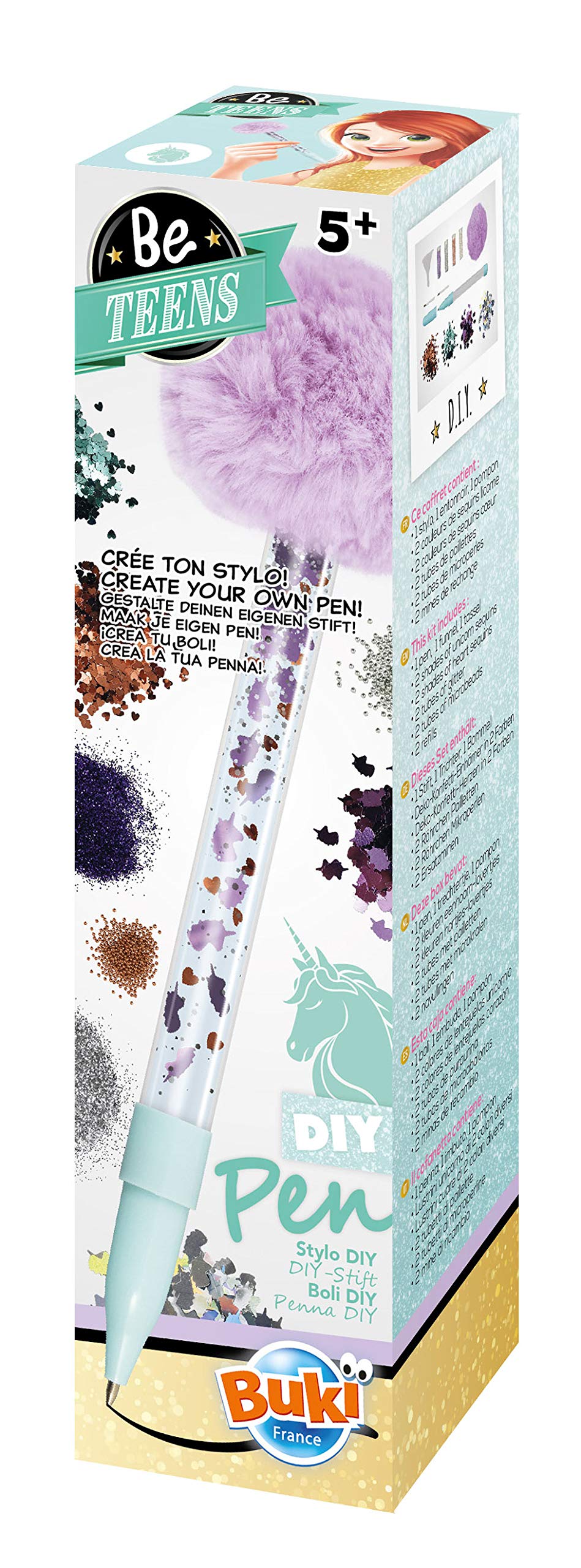 BUKI France STYL02 Be Teens-Stylo Licorne DIY Pen Unicorn