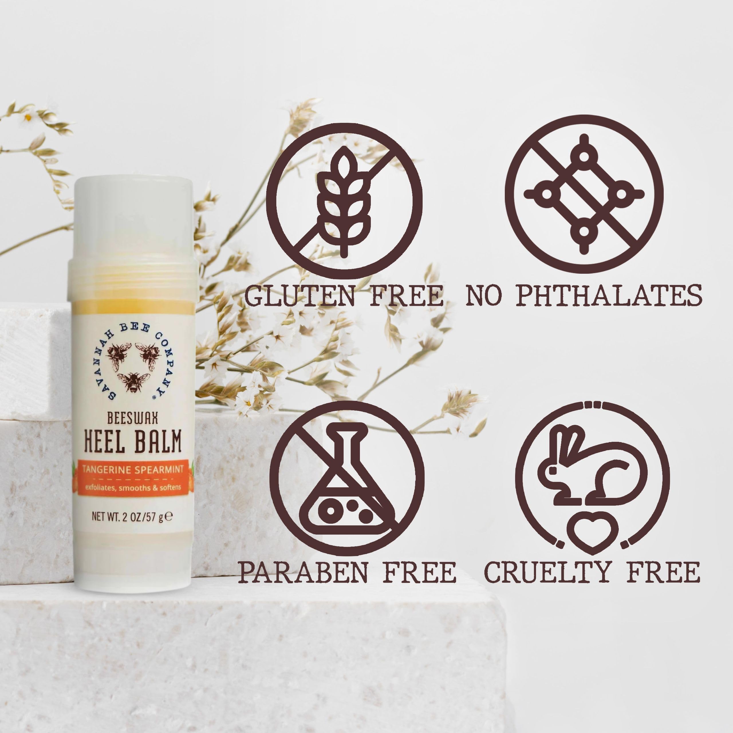 Savannah Bee Company Beeswax Heel Balm - Foot Balm for Cracked Heels with Tangerine Fragrance