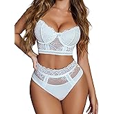 Avidlove Lingerie Sets for Women Bra and High Waist Panty Set 2 Piece Lace Babydoll Outfits S-XXL