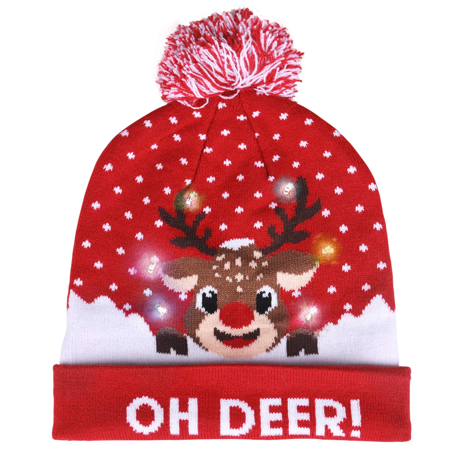 Lurowo Christmas LED Light Up Hat Beanie, Knitted Xmas LED Lights Hat Cap, Unisex Winter Warm Novelty Party Hat for Christmas Holiday Festival Birthday