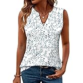 Romanstii Sleeveless Shirts for Women Casual Summer V Neck Tank Tops Dressy Blouses Tunic